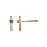 Load image into Gallery viewer, EFA54275. 14K Solid Gold Diamond and Gemstone Bar Stud Earrings