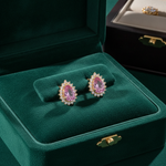 Load image into Gallery viewer, CE96380PS6X4. 14K Solid Gold Pink Sapphire and Diamond Drop Stud Earrings