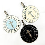 Load image into Gallery viewer, Sterling Silver Round Cross Enamel Pendant