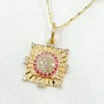 Load image into Gallery viewer, KG191. 14K Solid Gold Diamond and Ruby Square Charm