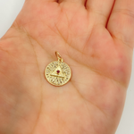 Load image into Gallery viewer, GDP359. 14K Solid Gold Charm Circle Pendant with Diamonds & Gemstone