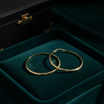 Load image into Gallery viewer, GER73. 14K Gold Diamond Cut Hollow Hoop Earrings