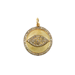 Load image into Gallery viewer, 14K Solid Gold with Diamonds Round Shape with Evil Eye Charm. GDP21