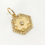 Load image into Gallery viewer, 14K Solid Gold Diamond Hexagon Charm