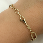 Load image into Gallery viewer, 501069MGG Bracelet. 14k Solid Yellow Hollow Gold Flat Oval Link & Flat Marina Link Bracelet