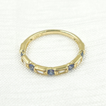 Load image into Gallery viewer, 14K Solid Gold Diamond & Blue Sapphire Ring.