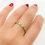Load image into Gallery viewer, 14K Solid Yellow Gold Diamond and Emerald Band Ring.