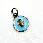 Load image into Gallery viewer, Shop Now Diamond Sterling Silver Round Hamsa Enamel Charm