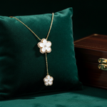 Load image into Gallery viewer, NFH71835PL. 14K Solid Gold Diamond and Mother of Pearl Flower Necklace