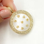 Load image into Gallery viewer, Diamond Sterling Silver and Mother of Pearl Round Stars Pendant