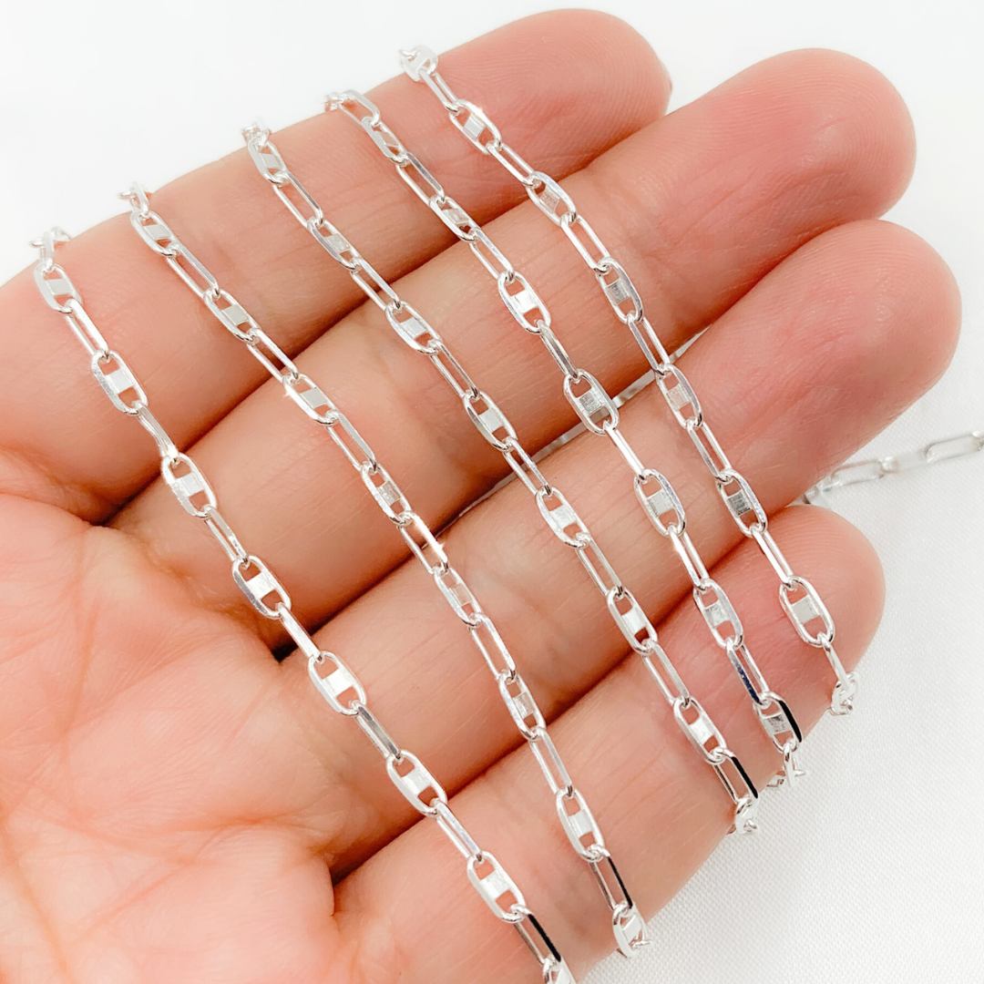 Z109SS. Sterling Silver Oval & Mariner Link Chain