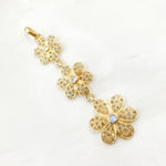 Load image into Gallery viewer, DP216. Diamond Sterling Silver 3 Flower Long Pendant with Gemstone.