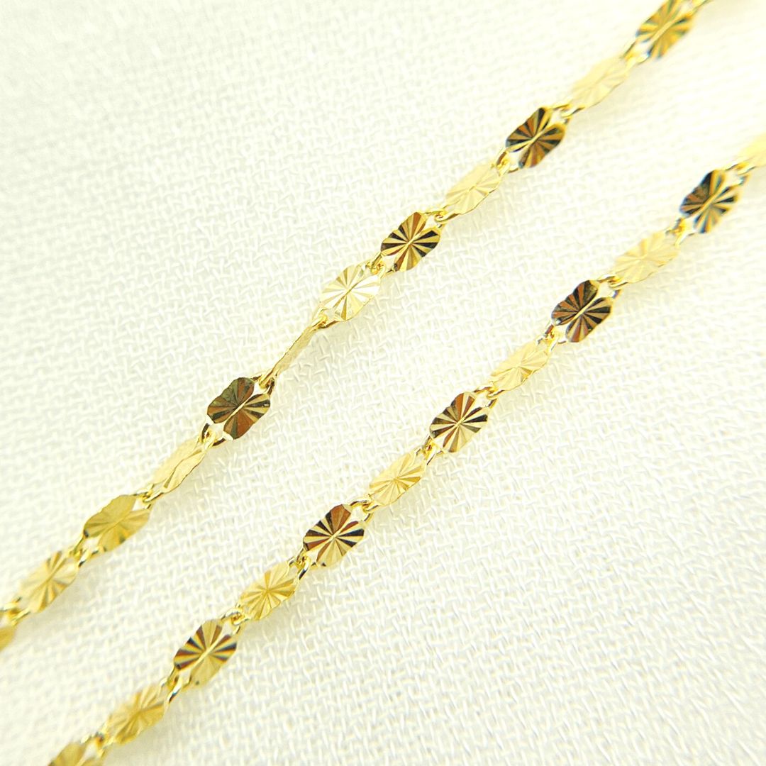 14k Solid Yellow Gold Diamond Cut Marina Chain