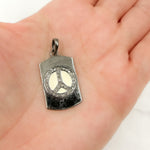 Load image into Gallery viewer, Silver Rectangle Peace Enamel Pendant