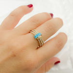 Load image into Gallery viewer, 14K Solid Gold Diamond and Turquoise Band Ring.