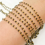 Load image into Gallery viewer, V245BKGP. Gold Plated Enamel Sterling Silver Black Enamel Chain