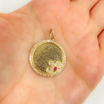 Load image into Gallery viewer, 14K Solid Gold Circle Flower Diamonds & Gemstone. KG166