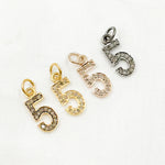 Load image into Gallery viewer, DC504. Diamond Sterling Silver Number "5" Charm