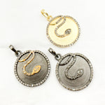 Load image into Gallery viewer, DP756. Diamond Sterling Silver Round Snake Pendant