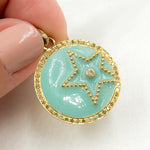 Load image into Gallery viewer, Buy Now Diamond Sterling Silver Round Star Enamel Pendants