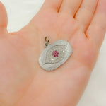 Load image into Gallery viewer, DP355. Diamond Sterling Silver Rectangle Eye Pendant with Gemstone