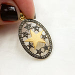 Load image into Gallery viewer, DC115. Diamond Sterling Silver Oval Star Pendant