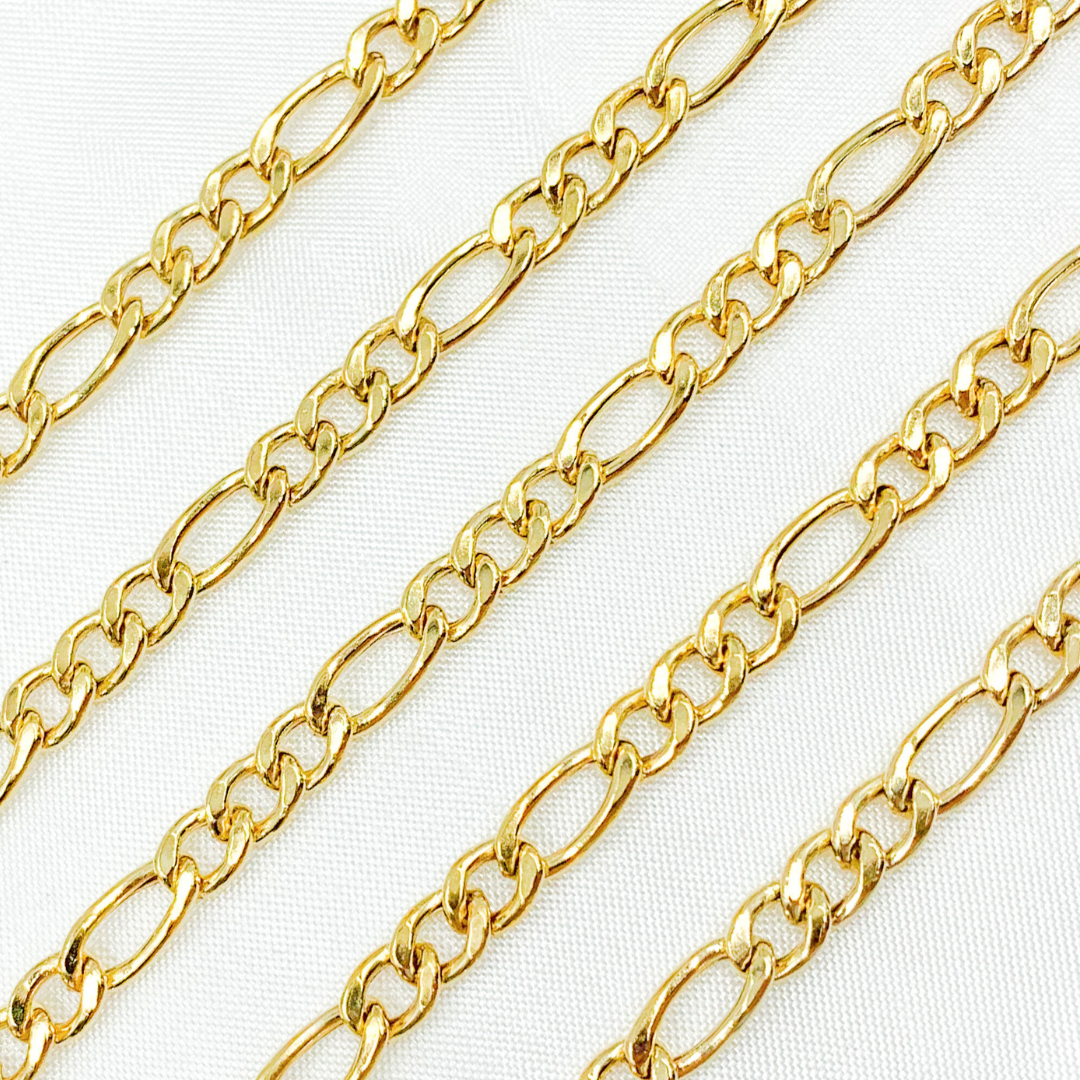 Y60GP. Gold Plated 925 Sterling Silver Hollow Figaro Chain
