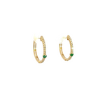 Load image into Gallery viewer, EHC56665EM. 14k Solid Gold Diamond and Emerald Hoops
