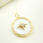 Load image into Gallery viewer, NFC71050MOP. 14k Solid Gold Mother of Pearl & Diamonds Star Pendant