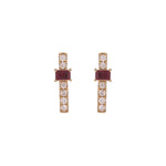 Load image into Gallery viewer, EFA54275. 14K Solid Gold Diamond and Gemstone Bar Stud Earrings