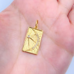 Load image into Gallery viewer, 14K Solid Gold with Diamonds Rectangle Shape Charm with Moon and Star in the Center. GDP154