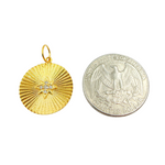 Load image into Gallery viewer, 14K Solid Gold with Diamonds Circle Shape Charm with Star in the Center. GDP131