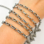 Load image into Gallery viewer, V25OX. Oxidized Sterling Silver Textured Oval Chain