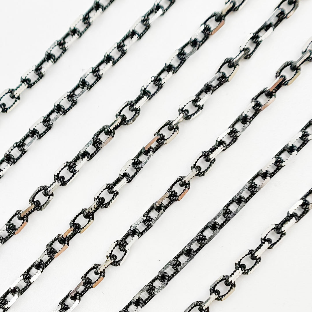 Black Rhodium Sterling Silver Diamond Cut Box Chain