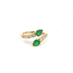 Load image into Gallery viewer, 14k Solid Gold Spiral Diamond and Emerald Ring.