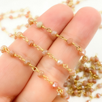 Load image into Gallery viewer, CQU30. Coated Peach Quartz Gold Plated Wire Chain