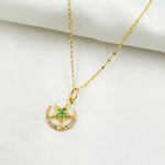 Load image into Gallery viewer, GDP403. 14k Solid Gold Diamond and Gemstone Moon and Star Charm