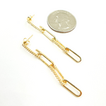 Load image into Gallery viewer, EFF51957. 14K Solid Gold and Diamonds Paper Clip Dangle Earrings