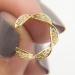 Load image into Gallery viewer, EFB52071. 14K Solid Gold and Diamonds Semi Circle Earrings