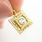 Load image into Gallery viewer, DC459. Diamond Sterling Silver Square Charm with Polki Diamond