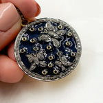Load image into Gallery viewer, Silver Round Enamel Pendant with Gemstone