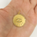 Load image into Gallery viewer, 14K Solid Gold with Diamonds Circle Shape with Eye Charm. GDP106