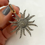 Load image into Gallery viewer, DP064. Diamond & Sterling Silver Sun Pendant