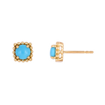 Load image into Gallery viewer, 14K Solid Yellow Gold Turquoise Square Stud Earrings