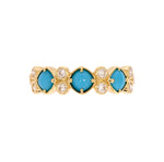 Load image into Gallery viewer, CR97068TQ4. 14K Solid Yellow Gold Diamond and Turquoise Band Ring