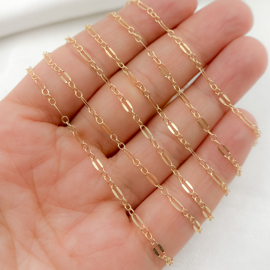 1175-1125GF. 14K Gold-Filled Flat Marina and Cable Links Chain
