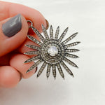 Load image into Gallery viewer, DP065. Diamond Sterling Silver Sun Pendant with Gemstone