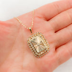 Load image into Gallery viewer, 14K Gold Diamond Rectangle Necklace