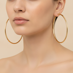 Load image into Gallery viewer, GER167. 14K Solid Gold Hollow Smooth Hoop