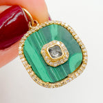 Load image into Gallery viewer, KG39. 14K Solid Gold Fancy Diamond Square Pendant